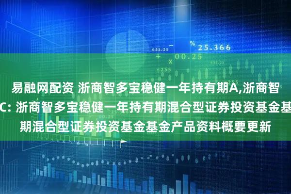 易融网配资 浙商智多宝稳健一年持有期A,浙商智多宝稳健一年持有期C: 浙商智多宝稳健一年持有期混合型证券投资基金基金产品资料概要更新