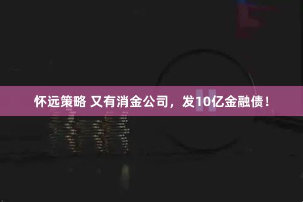 怀远策略 又有消金公司，发10亿金融债！